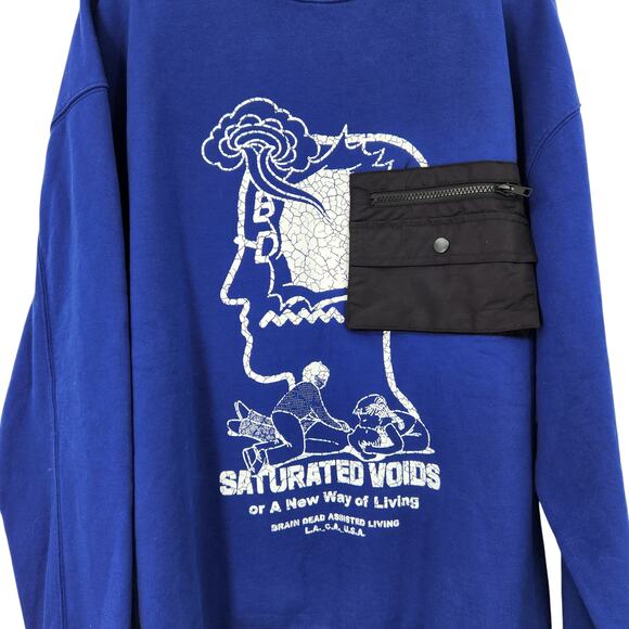 BRAIN DEAD LARGE SATURATED VOIDS PRINT COTTON CREW NECK LONG SLEEVE SWEATER - Picture 2 of 6